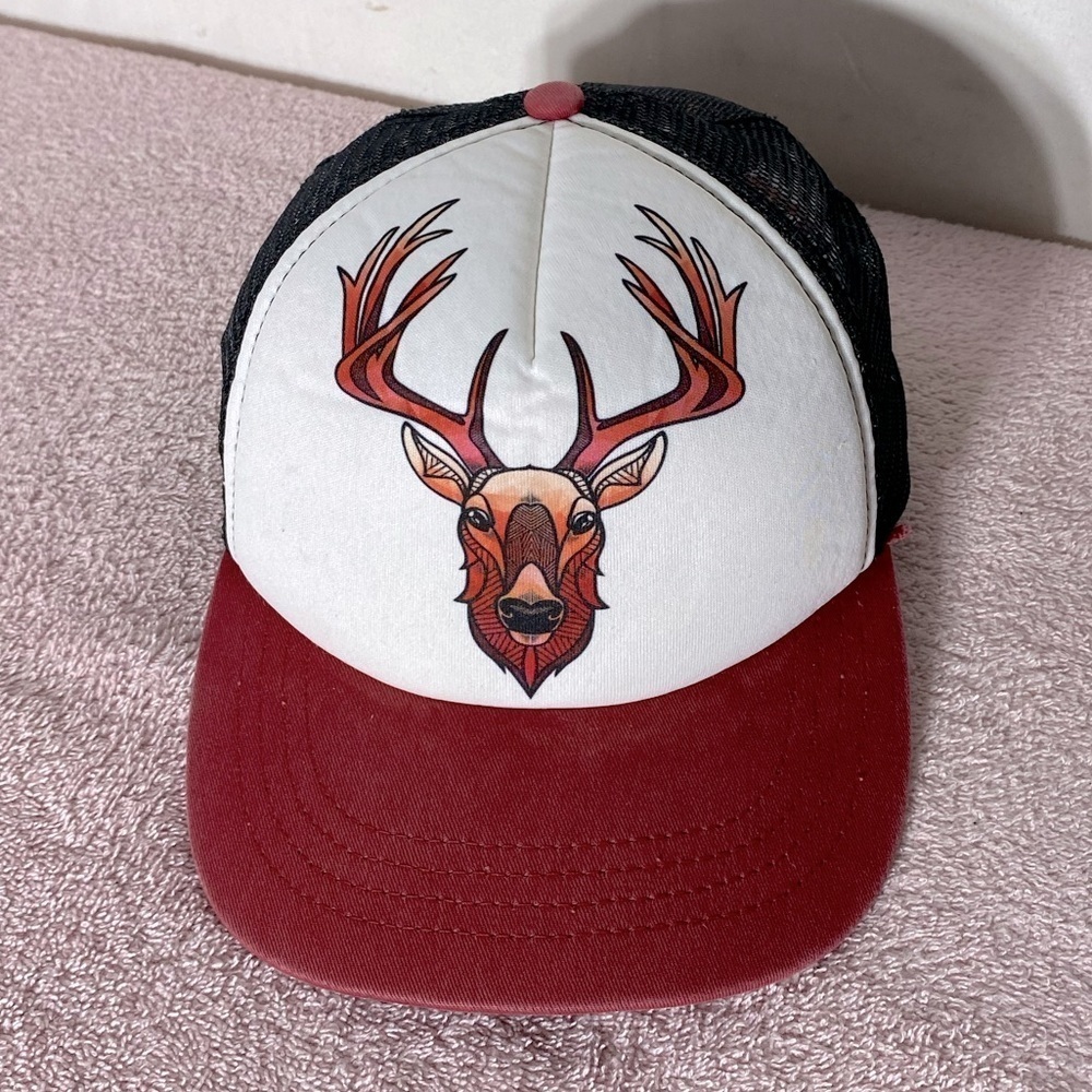 SOLD-Ambler Deer Graphic Mesh Back Snap Back Trucker Hat